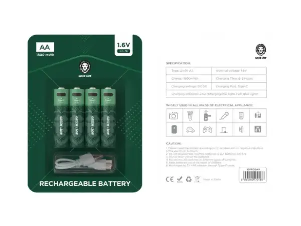 GREEN LION RECHARGEBLE BATTERY 1.6V | AA